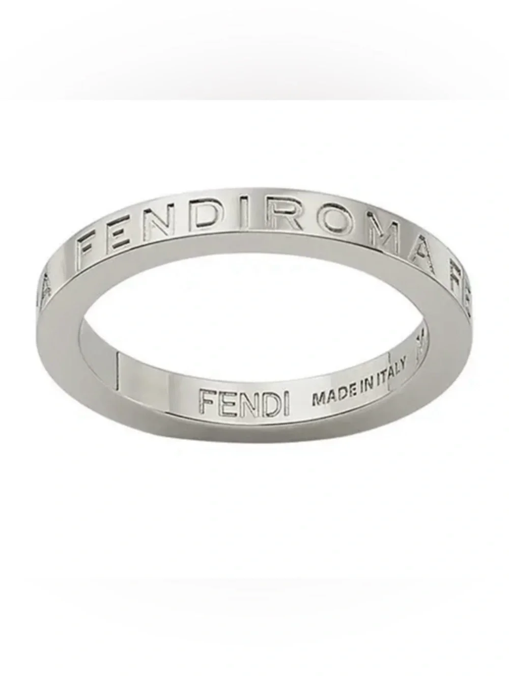 Fendi Roma Silver Metallic Engraved Band